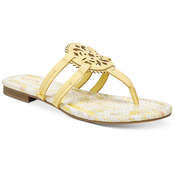 Circus By Sam Edelman Canyon Yellow Snake Print Faux Leather Thong Sandals 7.5 - Picture 1 of 9